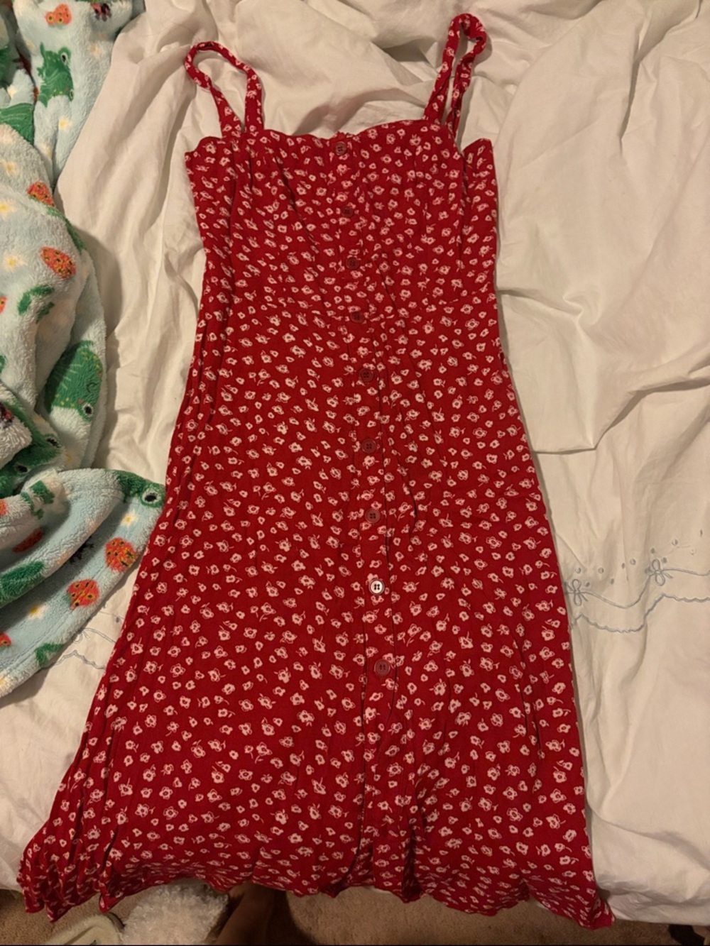 Reformation Red Floral Button-Front Dress